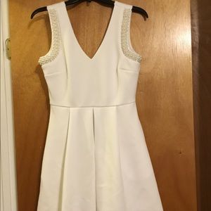 Formal White Beaded Short Dress